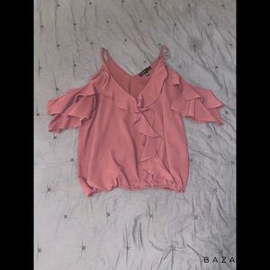 Ruffely open shoulder blouse